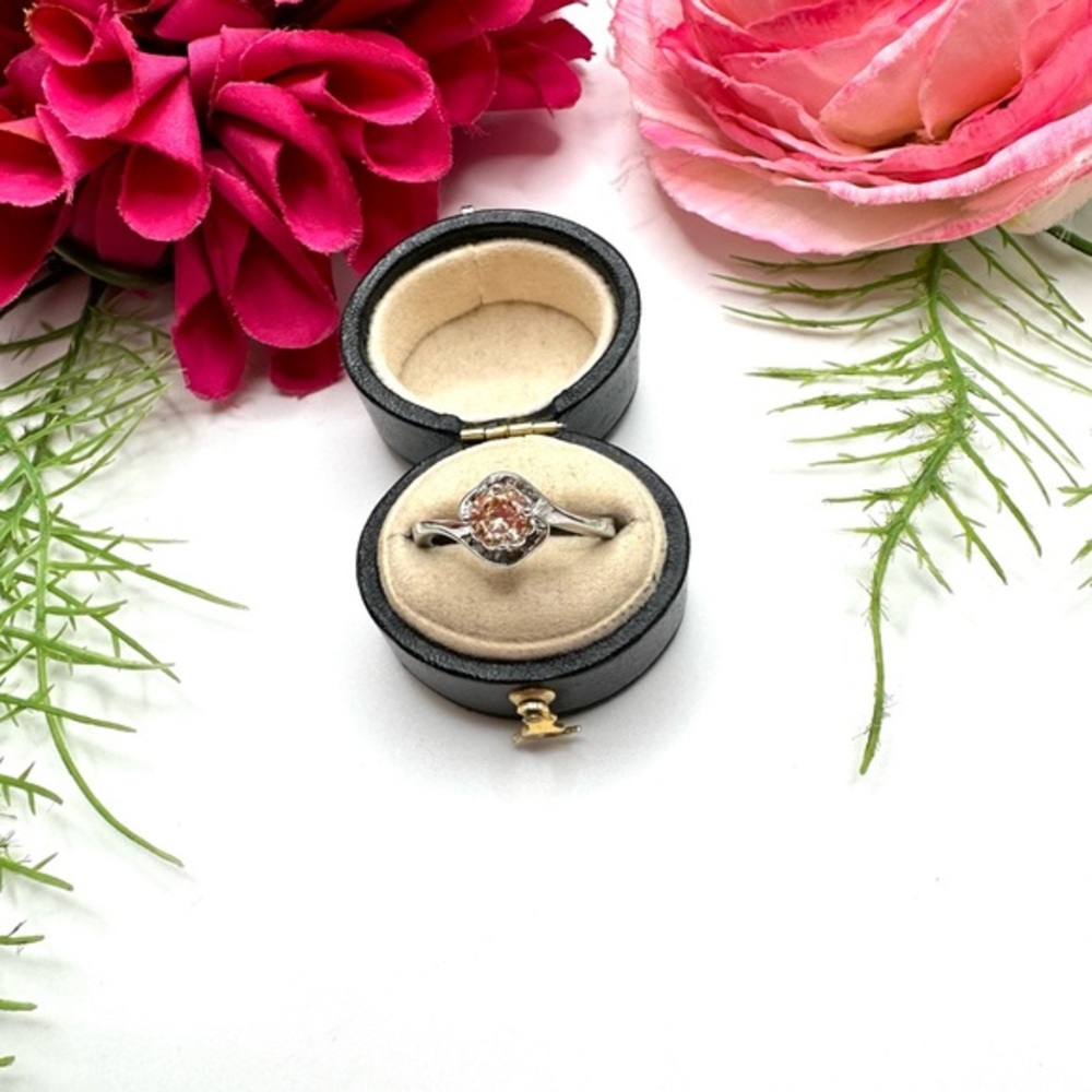 NEW⚜️Dainty Peach Crystal Cocktail Ring